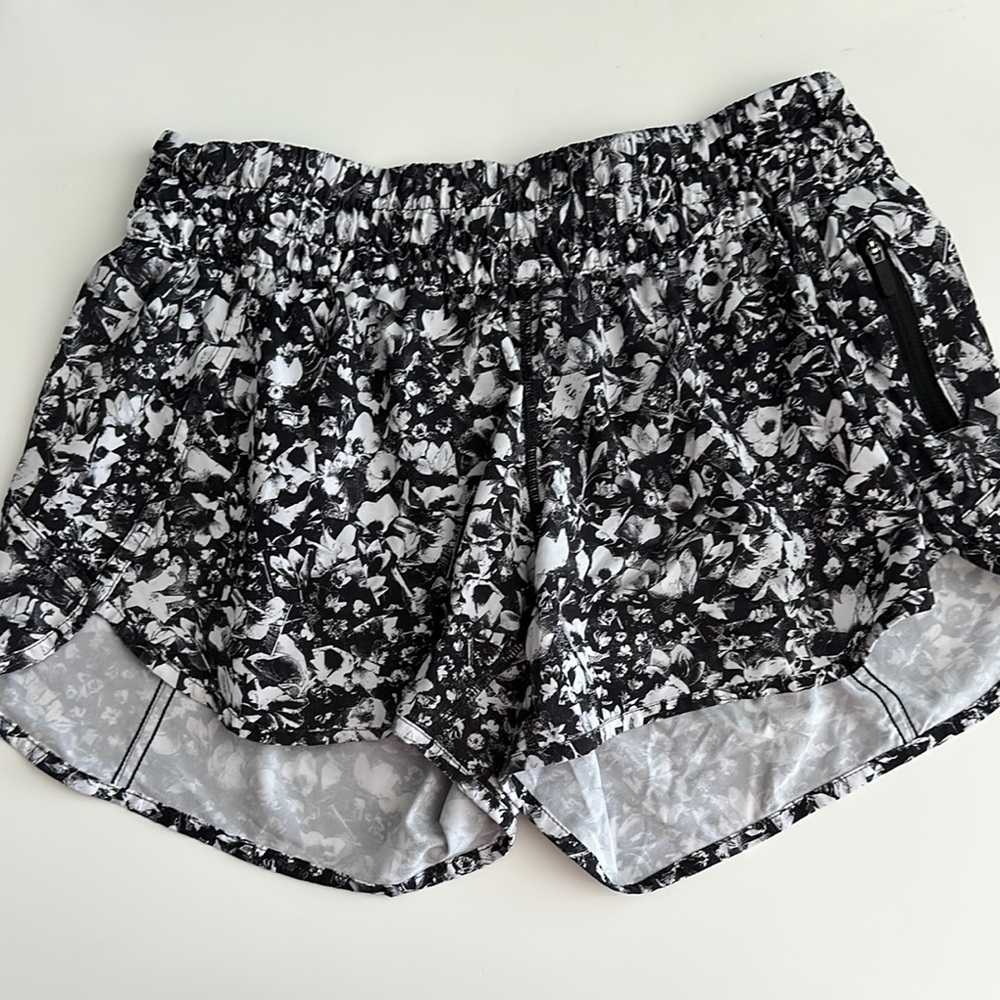 Lululemon Black and White Floral Athletic Shorts